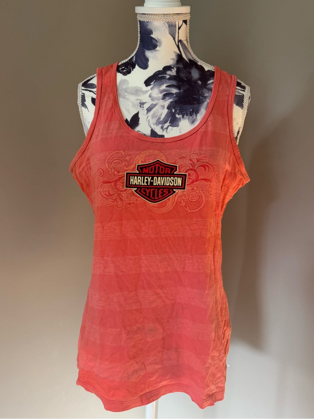 Harley-Davidson Women's Coral Tank with Black & Gold Logo